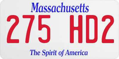 MA license plate 275HD2