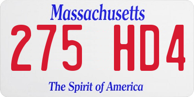 MA license plate 275HD4