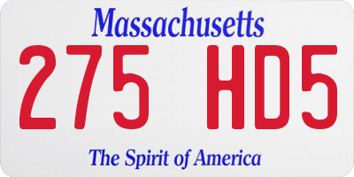 MA license plate 275HD5