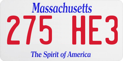 MA license plate 275HE3