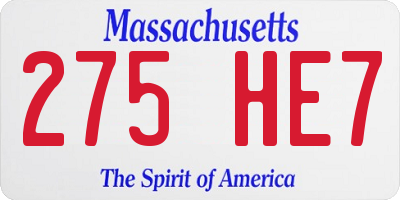 MA license plate 275HE7