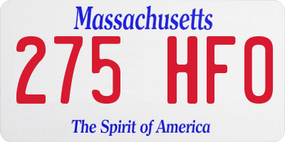 MA license plate 275HF0