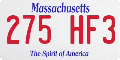 MA license plate 275HF3