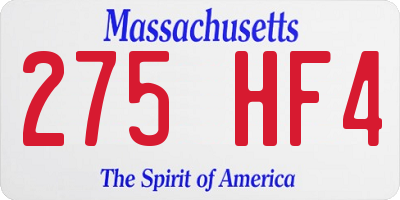 MA license plate 275HF4