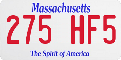 MA license plate 275HF5