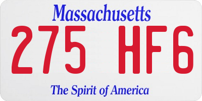 MA license plate 275HF6