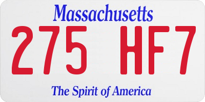 MA license plate 275HF7