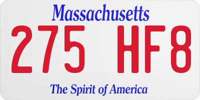 MA license plate 275HF8