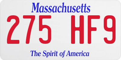 MA license plate 275HF9