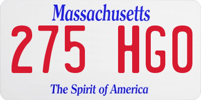 MA license plate 275HG0