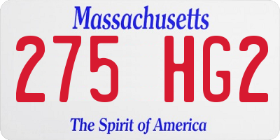 MA license plate 275HG2