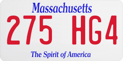 MA license plate 275HG4