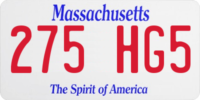 MA license plate 275HG5