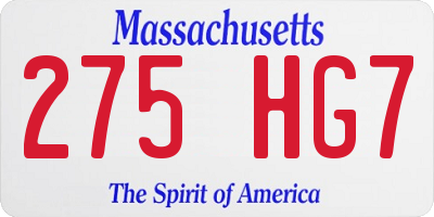 MA license plate 275HG7