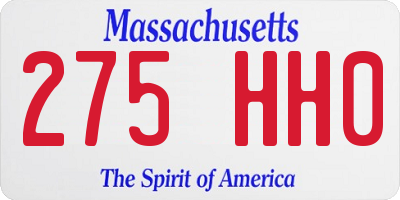 MA license plate 275HH0