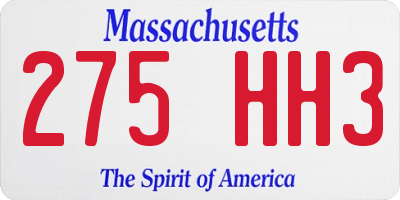 MA license plate 275HH3
