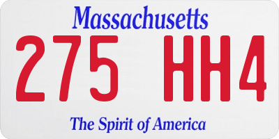 MA license plate 275HH4