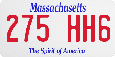 MA license plate 275HH6