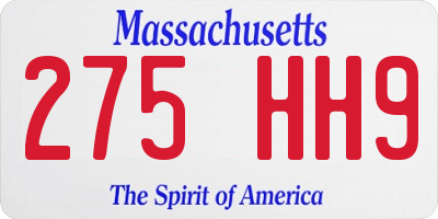 MA license plate 275HH9