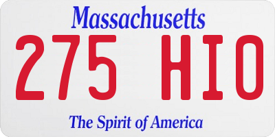 MA license plate 275HI0