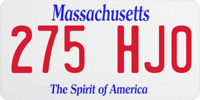 MA license plate 275HJ0