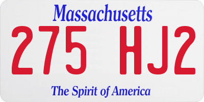MA license plate 275HJ2