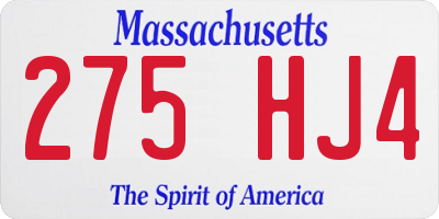 MA license plate 275HJ4