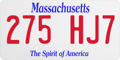 MA license plate 275HJ7
