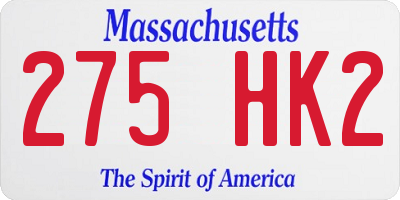 MA license plate 275HK2