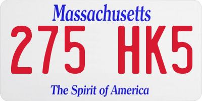 MA license plate 275HK5