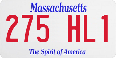 MA license plate 275HL1