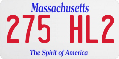 MA license plate 275HL2