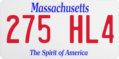 MA license plate 275HL4