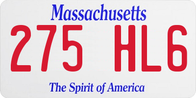 MA license plate 275HL6