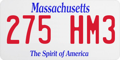 MA license plate 275HM3