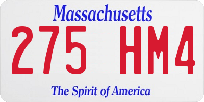 MA license plate 275HM4