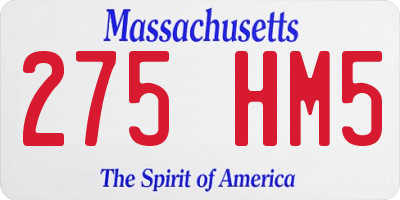 MA license plate 275HM5