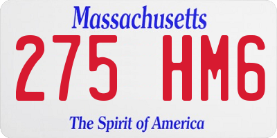 MA license plate 275HM6
