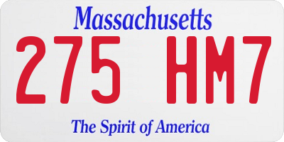 MA license plate 275HM7