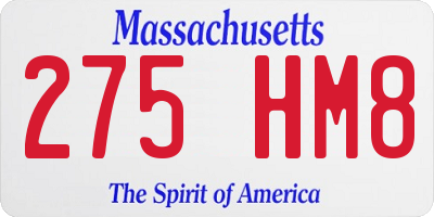 MA license plate 275HM8