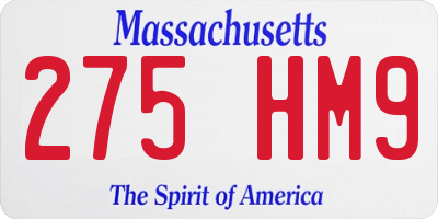 MA license plate 275HM9