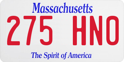 MA license plate 275HN0
