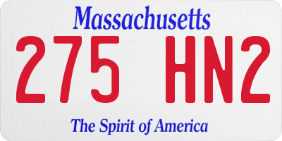 MA license plate 275HN2