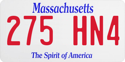 MA license plate 275HN4