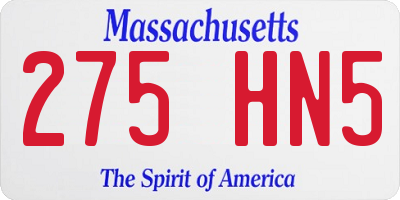 MA license plate 275HN5