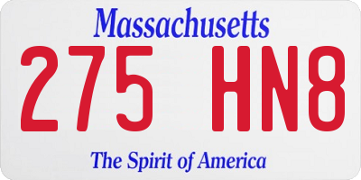MA license plate 275HN8