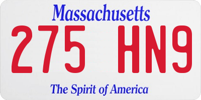 MA license plate 275HN9