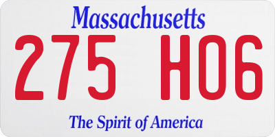 MA license plate 275HO6