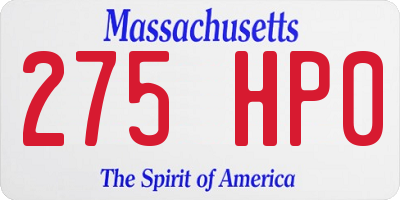 MA license plate 275HP0