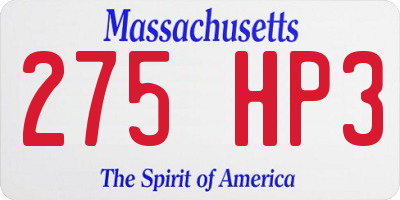 MA license plate 275HP3